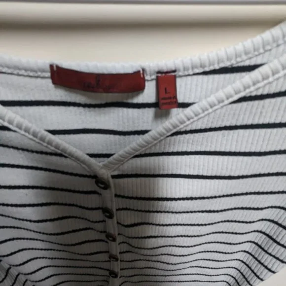 Red by BKE Striped Faux Henley Bodysuit - Picture 5 of 8